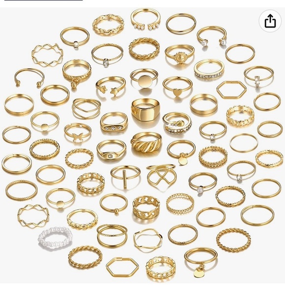 Assorted Stackable Gold Ring Set Women 10 pcs Assorted Ring Size 4.5-8  NWOT - Picture 2 of 5